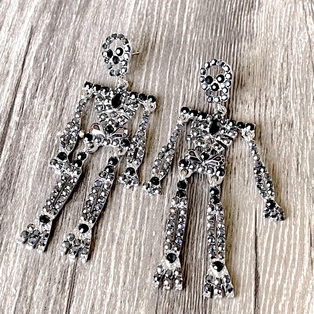 Austrian Crystal Skeleton Statement Earrings - image 3